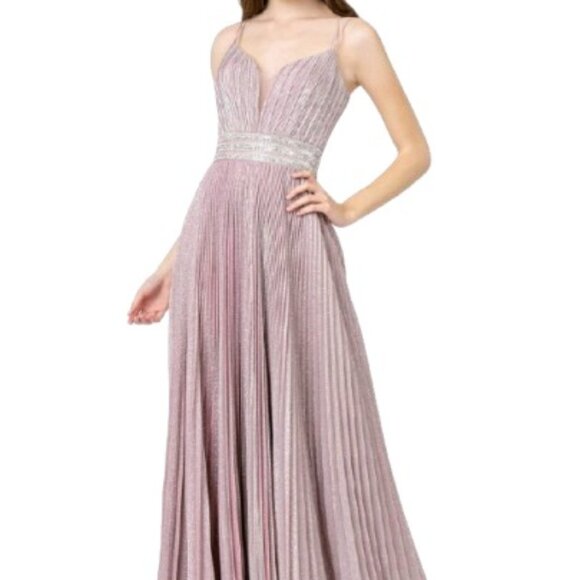 NWT Elizabeth K GL2905 Pleated Prom Dress D/Rose Size L - Picture 1 of 6
